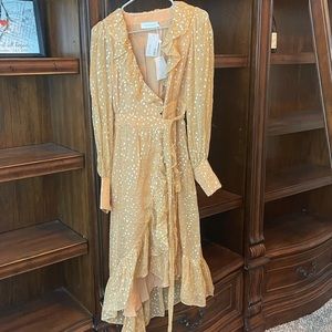 ZIMMERMANN METALLIC CHIFFON MIDI WRAP DRESS